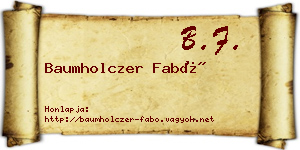 Baumholczer Fabó névjegykártya